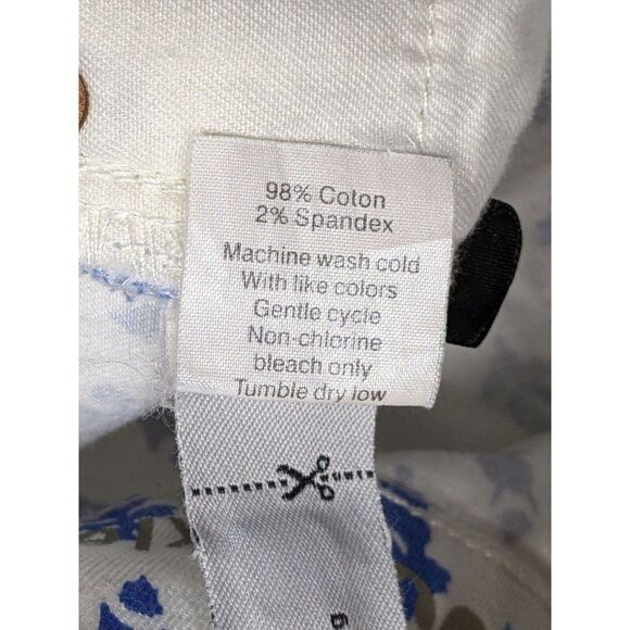 J. Crew Womens Size 25 Ankle Toothpick Skinny Blue White Geometric Denim Jeans - Picture 6 of 11